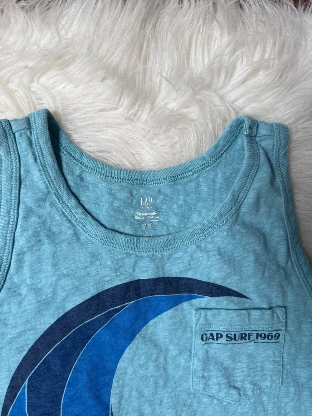 Gap Boys Surf Print Tank Top Blue Cotton Medium
